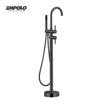 China Without Slide Bar Kai Ping Factory Floor Mounted Free Standing Freestand Bathtub Shower Mixer Tap Faucet Set for sale