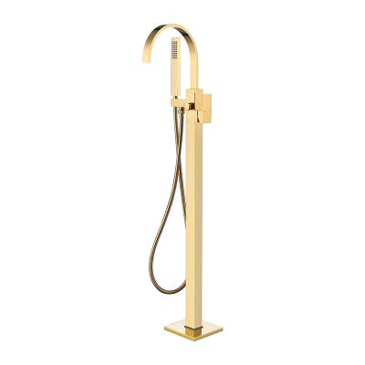 China Without Sliding Bar Like Hot Cold Water Mixer Brass Gold Chrome Bathroom Tub Pillar Pillar Copper Faucets With Shower for sale