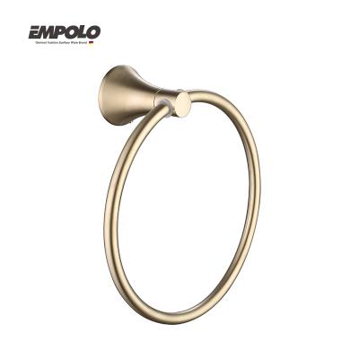 China Eco-Friendly Wall Mounted Bathroom Accessories Brass Towel Rack Bathroom Brushed Gold Towel Ring en venta