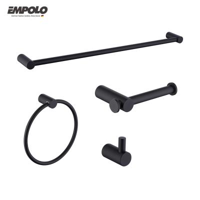 China Empolo Hotel Bathroom Accessories Hardware Set Black Fancy Brass Hardware Towel Rail Set en venta