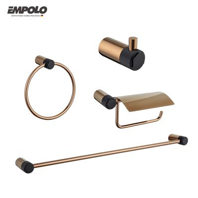 Cina Fashionable Complete Luxury Bathroom Design Wall Mount Rose Gold Brass Bathroom Accessories Set Viable in vendita