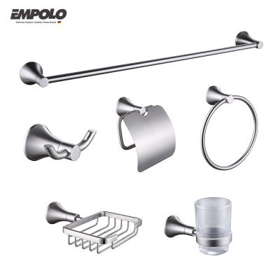 China Viable Brushed Nickel Hotel Brass House Round Design Washroom Accessories Bathroom Accessories Set 6 Pieces for sale