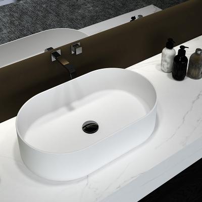 China Wholesale Easy Clean Bathroom Vanity Resin Stone Basin Oval China Market Basin for sale