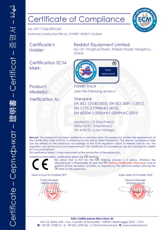 CE - Hangzhou Reddot Equipment Co., Ltd.