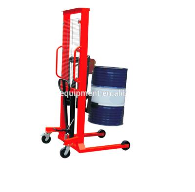 China Hotels 400kg Small Hydraulic Manual Lifting Equipment Oil Drum Lifter Stacker for sale