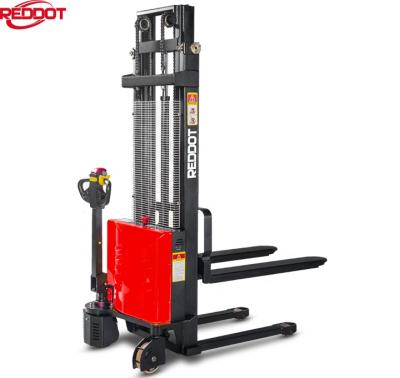 China Hot Selling Economic Electric Full Pile Reddot Warehouse Pallet Stacker With Cheap Price for sale