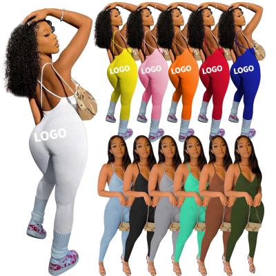 China Anti-wrinkle women's clothing sell 2022 spring summer women's sexy ribbed jumpsuit and lady one-piece wholesale jumpsuit for sale