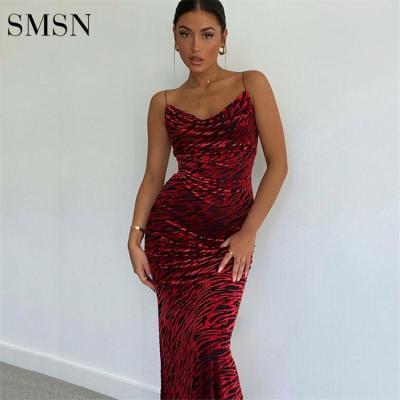 China 2022 New Fashion Hot Sale Women's Dress Dress Anti-wrinkle Sexy Slim Dress Solid Color Sling Halter Long Dress for sale