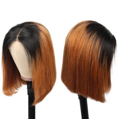 China 13x4x1 T-Part Wave 13x4x1 Brazilian Silky Straight Human Hair Sheer Lace Front Wig Short Bob Wigs For Color Women Virgin Cuticle Aligned Hair Wigs for sale