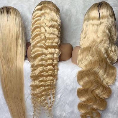 China Straight Headband 13x4 613 Wigs For Women Color Virgin Hair Cuticle Aligned Blonde Lace Front Human Hair Wig Straight 613 Full Lace Wigs for sale