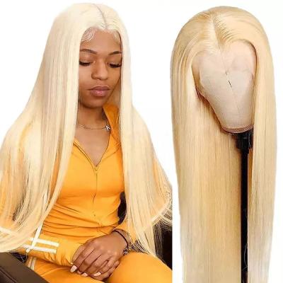 China 613Blonde Wave 613Blonde Silky Straight Human Hair Lace Front Wigs Silky Straight Transparent Wig For Color Women Peruvian 360 HD Lace Frontal Wig for sale