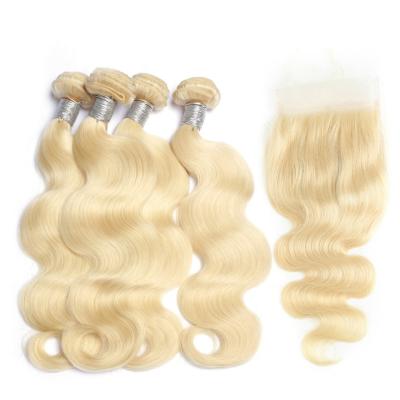 China SPRING 4*4 Swiss Remy Brazilian 613 Blonde Hair Transparent Lace Closure Extension For Women 4*4 Frontal Silky Straight Blonde for sale