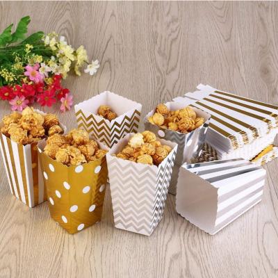 China Party popcorn box tan and silver plating paper packaging paper box food bags birthday and holiday party popcorn cartons for sale