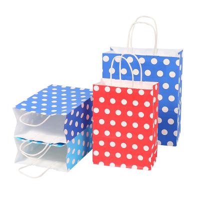 China Creative Recyclable Fashion Birthday Cartoon Dot Portable Paper Bag Candy Gift Bag Birthday Gift Packaging Wrapping Paper Bag for sale