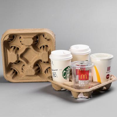 China Food Factory Direct Selling Biodegradable Pulp Coffee Four-compartment Tray Pulp Tray Cups And Saucers Store for sale