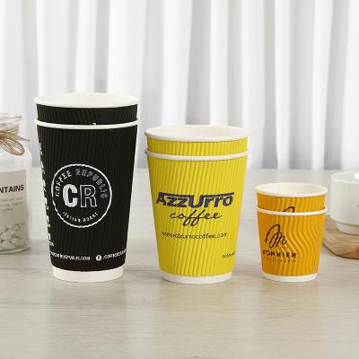 China Factory Customized Disposable Drinking Cup Paper Cup Thickened Corrugated Hot Drinks Cup/16Oz Milk Tea Coffee Cup for sale