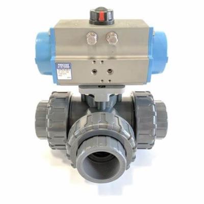 China Factory general seller china pvc pneumatic operated three way ball valves for construction factory for sale