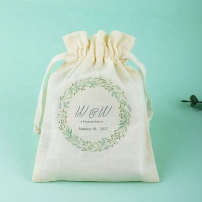 China Reusable Rope Handle MOQ 50 Pcs Cotton Canvas Small Drawstring Bag For Wedding for sale