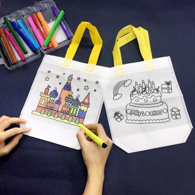 China Wholesale Custom Eco Friendly Coloring Graffiti Tote Bag For Children Gift Kids DIY PP Woven Eco Friendy/Recyle/Durable for sale