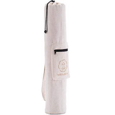 China Eco-friendly Recycle Logo Printed Eco Friendly Cotton Canvas Yoga Mat Tote Bag With Pockets for sale