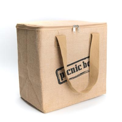 China Custom Kreation Insulated Jute Cooler Bag Waterproof For Delivery Food Cooler Bag Aluminum Foil Cooler Bag for sale