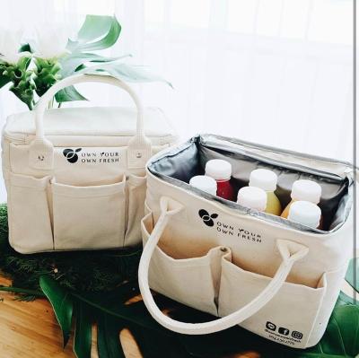 China Waterproof Cheap Customize Cooler Logo Printing Lunch Tote Cotton Canvas Bag for sale