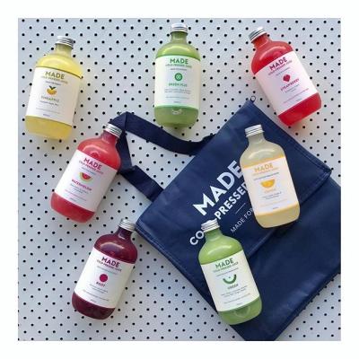 China Cold Pressed Quality Made Waterproof 600D Juice Cooer Custom Eco Friendly High Bags Logo Size Keep Juice Cooler Custom Made for sale