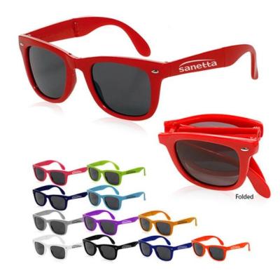 China Eyewear Trade Wholesale Logo Brand Promotional Giveaway Gift Custom Plastic Frame Foldable Sunglasses for sale