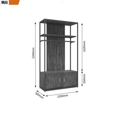 China Stainless Steel Plated MDF Decor Men Clothing Display Stand Luxury Hot-selling Rack With Low Cabinet for sale