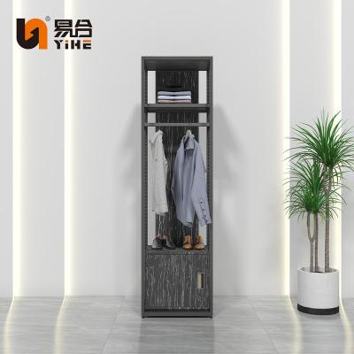 China New Style Stainless Steel MDF Decor Luxury Plated Men Clothing Display Stand Rack for sale