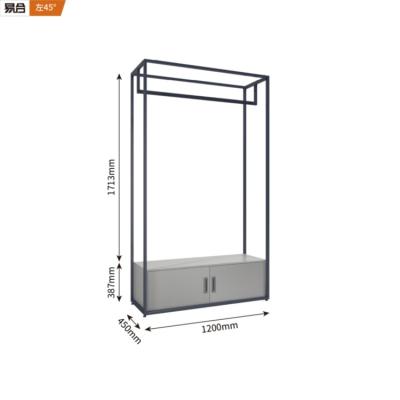 China Hot Selling Customized Product Metal Floor Standing Customized Black Hanging Apparel Display Stand for sale