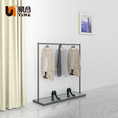 China Customized high end clothing store stainless steel floor rack store clothes display racks for clothing for sale