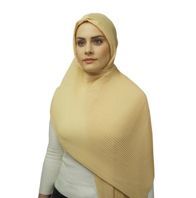 China Wholesale Chiffon Single Pleat Chiffon Scarf Hijab Muslim Pleated Hijab Woman Shawl for sale