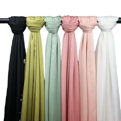 China 2021 New Pleated Silk Satin Hijab Malaysia Crepe Silk Shawl for sale