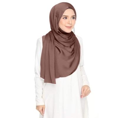 China High Quality Crinkle Muslim Women Hijab Satin Crepe Satin Shawl for sale