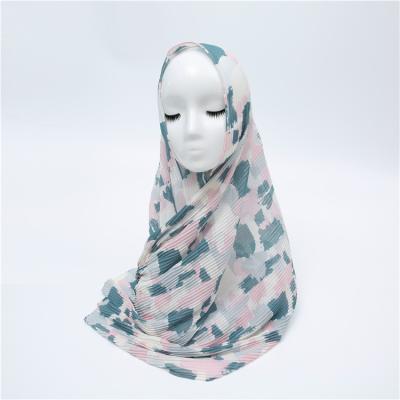 China 2021 Wholesale Cheap High Quality Chiffon Pleated Printed Hijab Chiffon And Malaysian Women Shawls for sale