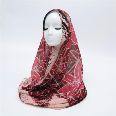 China 2021 High Quality Custom Chiffon Pleated Chiffon Printed Malaysia Tudung Hijab And Shawl for sale