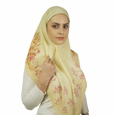 China Composite Yarn Custom Printed Hijab Scarf 110 Square Hijab Yarn Composite Chiffon 110*110cm Printing Hijab for sale