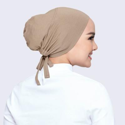 China Malaysia Adjustable Solid Color Basing Tube Cap Scarf Modal Headscarf Elastic Adjustable Hijab for sale