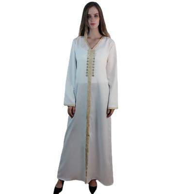 China Fashion Muslim Abaya Women Dubai Abaya Adult Woman Dress Diamond Long Dress Diamond Plus Size Middle East Long Linen Dress for sale