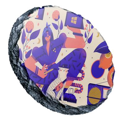 China Europe Sublimation Blanks Customizable 10*10cm Round Rock Coasters Photo Slab for sale