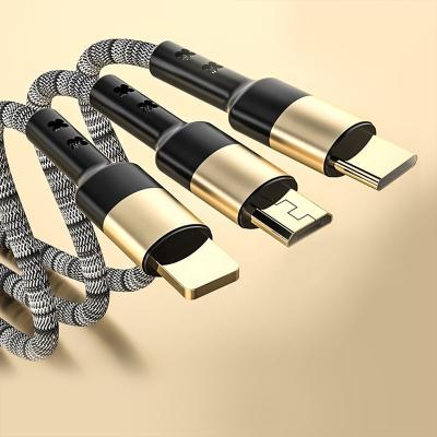 China Multi MP3/MP4 Player CUSTOM LOGO IOS Nylon Android Micro Usb 3 in 1 type usb charging LINE c cable 3a mfi quick connector CABLE FOR PHONE 13 for sale