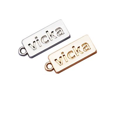 China Custom Personalized Logo Charm Square Shaped Stainless Steel Stainless Steel Jewelry Tag For Making for sale