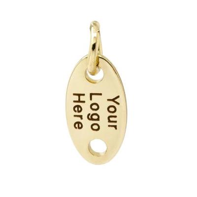 China FASHIONABLE Custom Oval Logo Stainless Steel Stamped Jewelry Tags Personalized Oval Penmdant Charm for sale