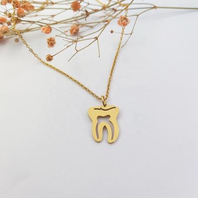 China Stainless Steel FASHIONABLE Tooth Necklace Dentist NursesTeeth Necklace Fashion Jewelri Joyas Oro Pendant Teeth Form Necklace Wholesale for sale