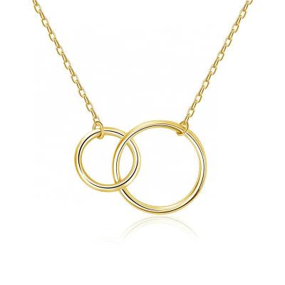 China TRENDY Stainless Steel Double Circles Mother Jewelwy Interlocking Infinity Circle Necklace Mother Daughter Joyas Eternity Circle Necklace for sale