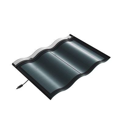 China Hanergy CUPS 12V 30W Current Fast Shipping Portable Glass Home Curved Roof Tiles Solar Photovoltaic Solar Panel Roof Tile for sale