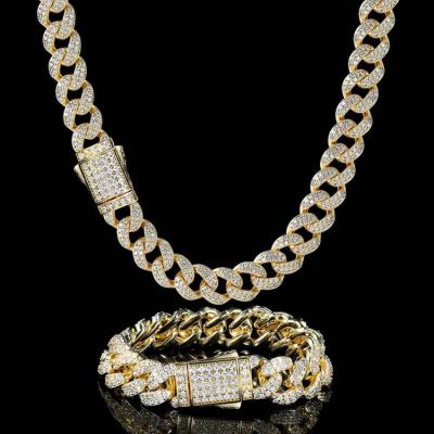 China GZYSJEWELRY Non-fading Wholesale Men's Diamond Ice Neck Diamond Jewelry 12MM Cuban Chain Necklace Hip Hop for sale