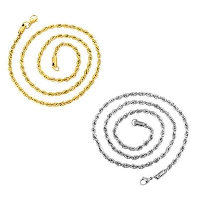 China GZYS JEWELRY Hot Sale Non-fading Hip Hop 18K Gold Plated Stainless Steel Twisted Rope Chain for sale