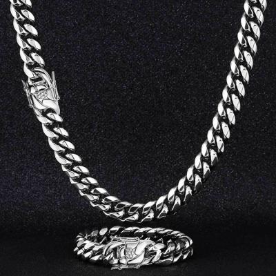 China High Quality GZYS JEWELRY 6 8 10 12 14 Buckle 316l Stainless Steel Jewelry Chain Necklace White Gold Non-fading Tap 6 8 10 12 14 mm for sale